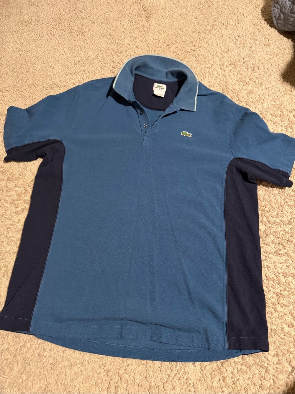 Lacoste Two-Tone Blue Polo with Navy Side Panels